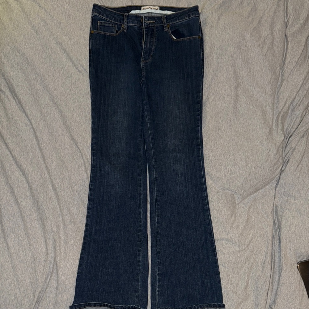 Simorra Women’s Classic Indigo Flare Dark Blue Jeans